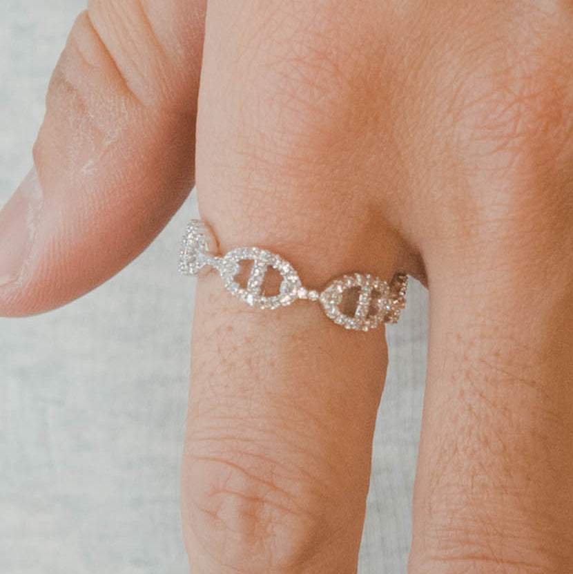 Iced Coffee Bean Ring - White Gold - Cernucci